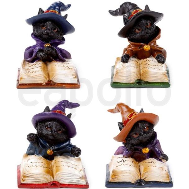Black Cat Reading Spell Book Figurine – (6cm)