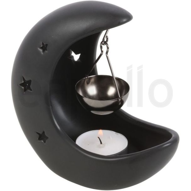 Black Crescent Moon Hanging Oil Burner