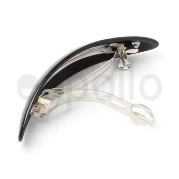 Black Curved Oval Barrette Clip -  9cm