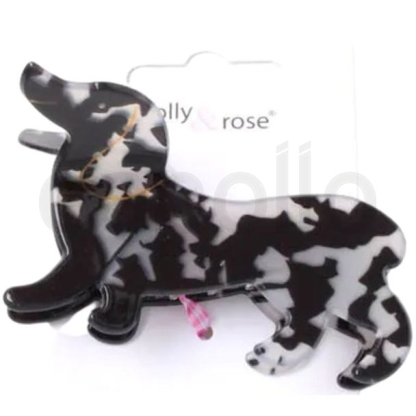 Black Dapple Dachshund Dog Shaped Hair Clamp (7.5cm)