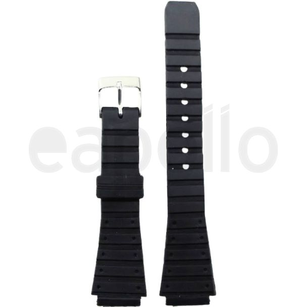 Black Divers Silicon Watch Strap with Silver Pin Buckle - 14mm