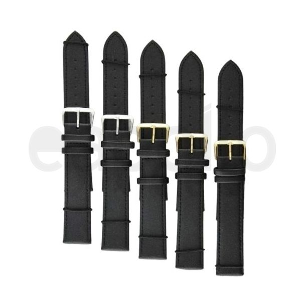 Black Extra Long Leather Watch Straps - 22mm