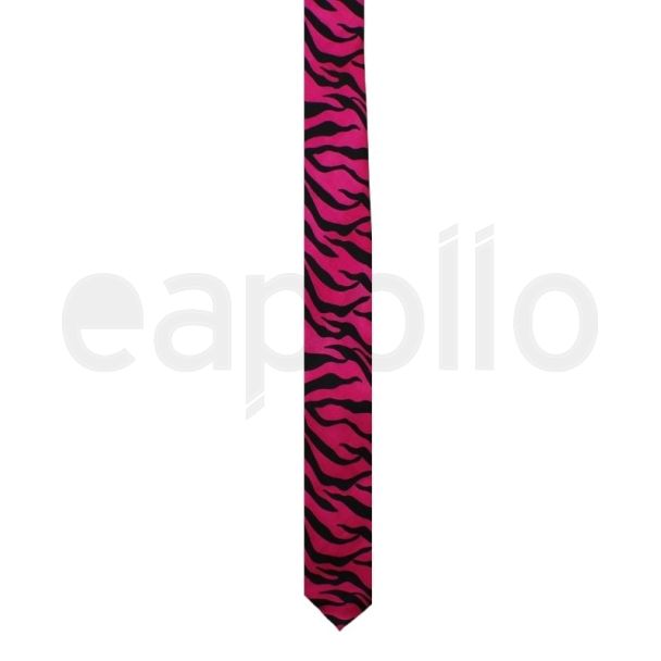 Black & Fuchsia Zebra Print Skinny Tie