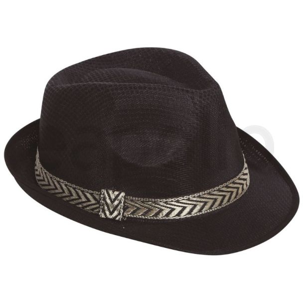 Black Gangster Hat With Ribbon for Adult