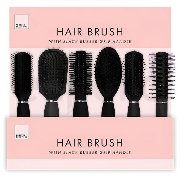 Black Hair Brushes - Paddle, Radial, Vent Assortment -25cm