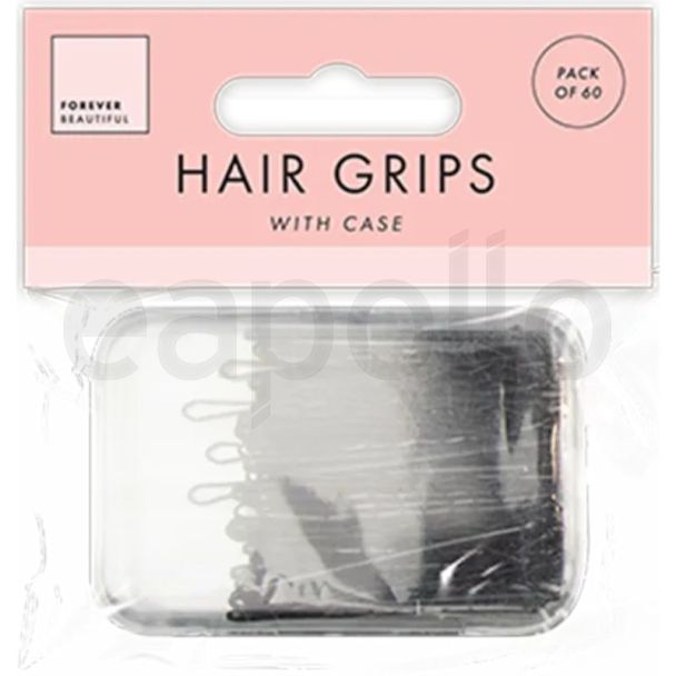 Black Hair Grips with Storage Case – Pack of 60