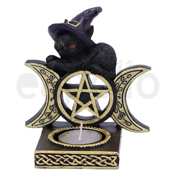 Black Magic Cat Tea Light Holder - 11cm