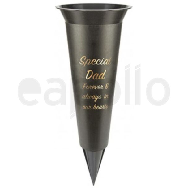 Graveside Flower Vase – Special Dad Tribute (Black)