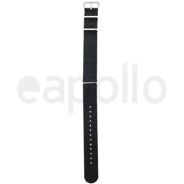 Black NATO Replacement Nylon Watch Strap - 20mm