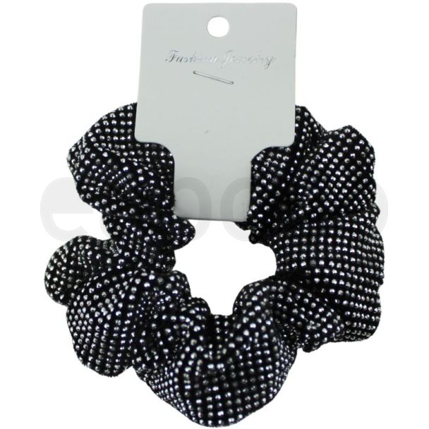 Black Rhinestone Velvet Hair Scrunchie - 10cm