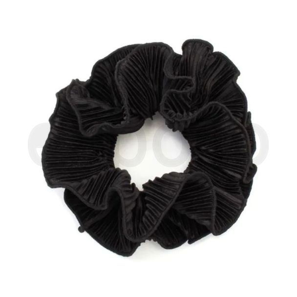 Black Ribbed 2 Layered  Scrunchie (15cm) 