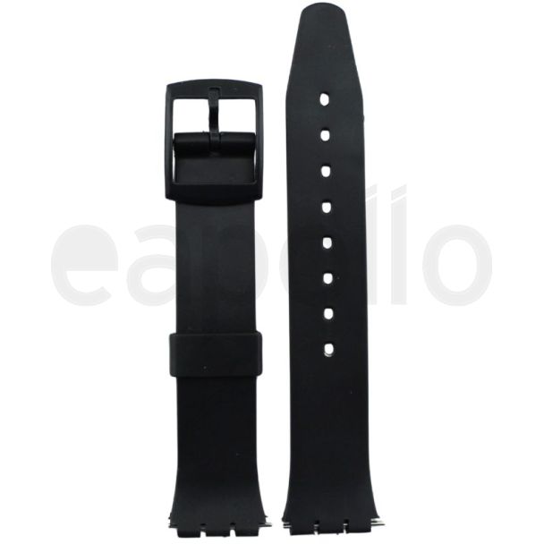 Black Silicone Swatch Replacement Watch Strap - 17mm