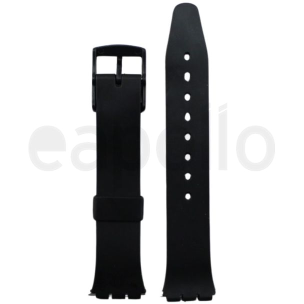 Black Silicone Swatch Replacement Watch Strap - 12mm