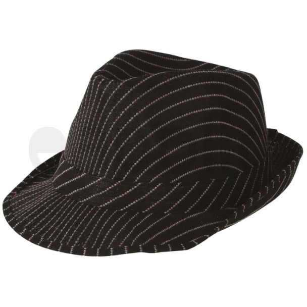 Black Striped Gangster Hat For Adult