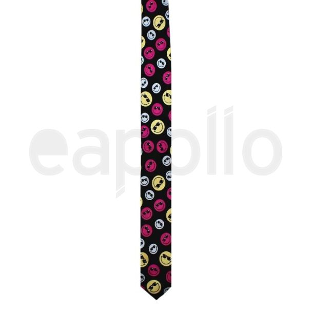 Black Tie With Assorted Colour Smiley Faces