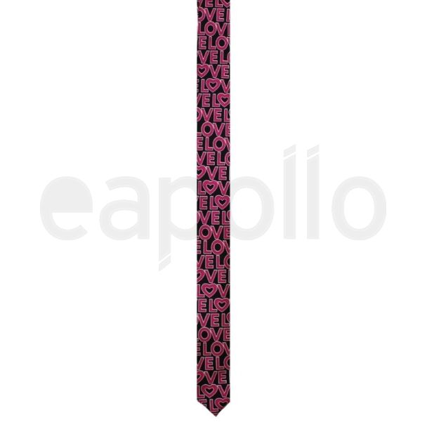 Black Tie with Pink 'Love' Prints