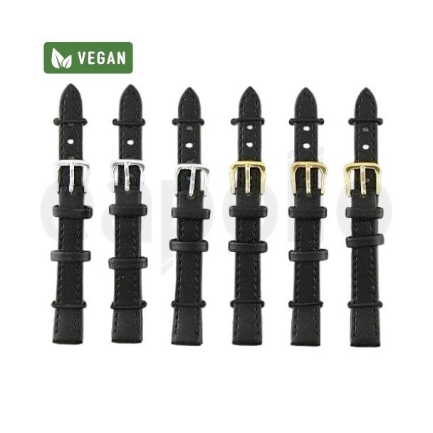 Black Vegan Leather Watch Straps - 12mm
