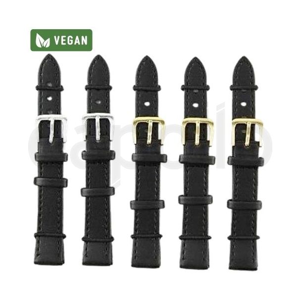 Black Vegan Leather Watch Straps - 14mm