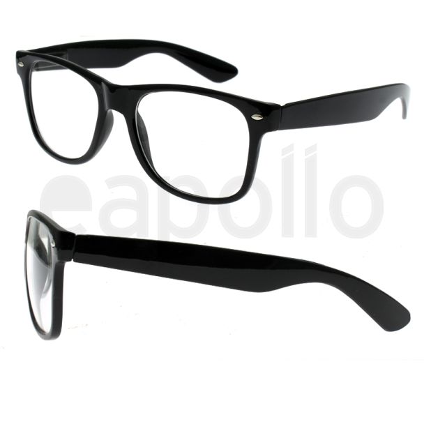 Black Wayfarer Glasses - Clear Lens