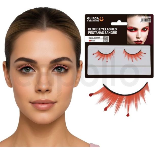 Blood Drop False Eyelashes - Red