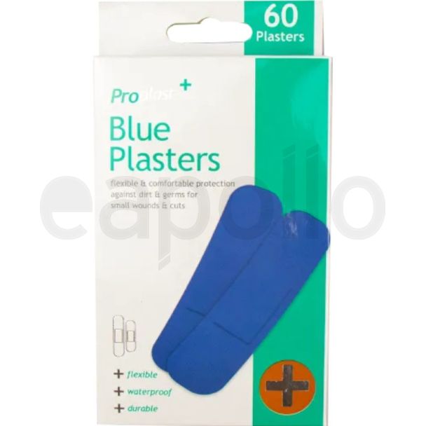Blue Detectable Plasters – Pack of 60 Assorted Sizes