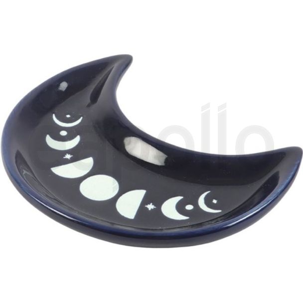 Blue Moon Phase Crescent Ceramic Trinket Dish