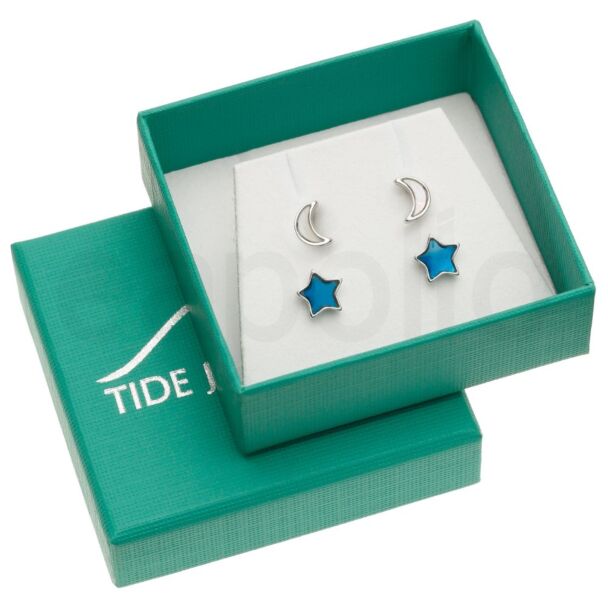 Blue Moon & Stars Mother of Pearl Shell Stud Earrings - 2 pairs