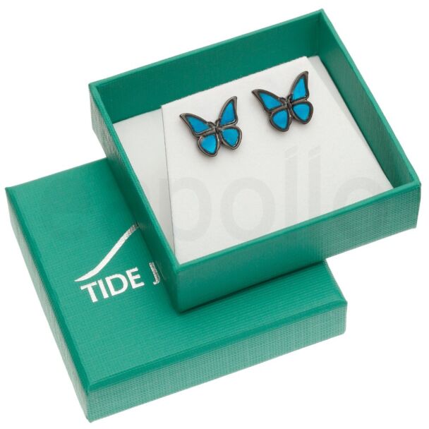 Blue Mother of Pearl Shell Morpho Butterfly Stud Earrings