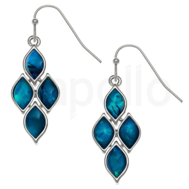 Blue Paua Shell Articulated Diamond Hook Earrings