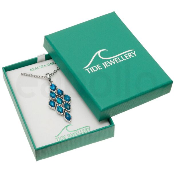 Blue Paua Shell Articulated Diamond Pendant Necklace