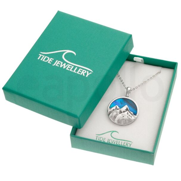 Blue Paua Shell Mountain Pendant Necklace