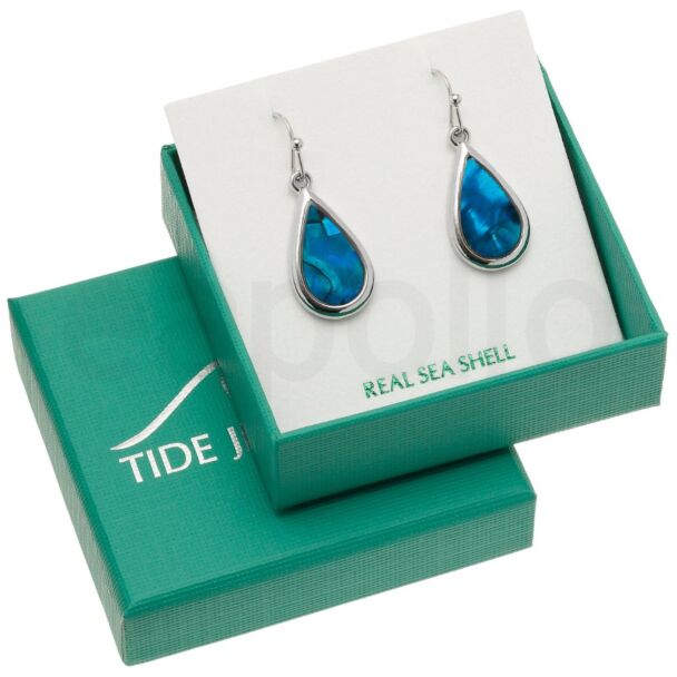Blue Paua Shell Teardrop Hook Earrings