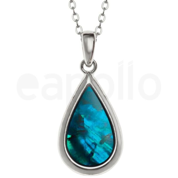 Blue Paua Shell Teardrop Pendant Necklace