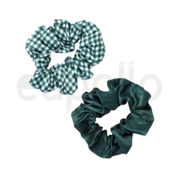 2 Pieces Bottle Green Scrunchies - Assorted (8cm) 