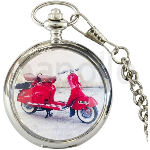 BOXX Scooter Design Pocket Watch With Chain - Silver (36cm)