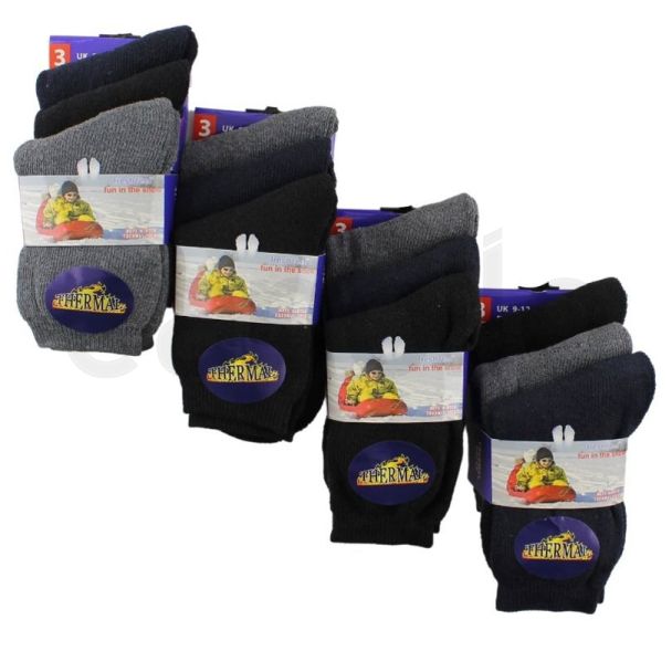  Boy's Thermal Socks (3 Pair Pack) - Assorted (9-12yr)