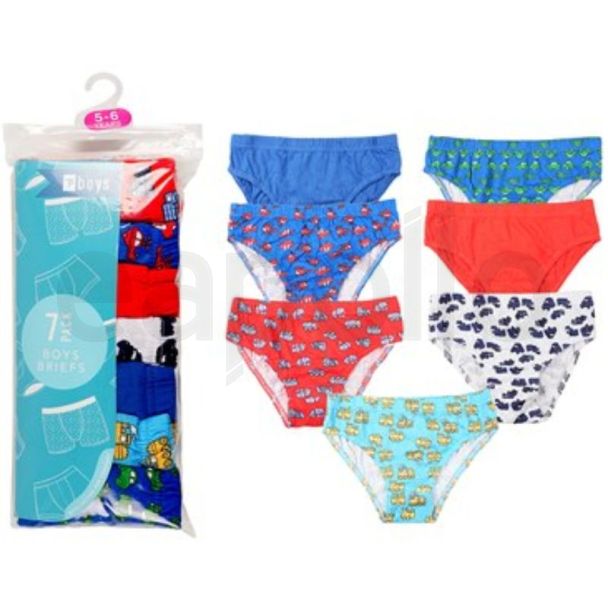 Boys Pure Cotton Transport Briefs (Pack of 7) - Assorted