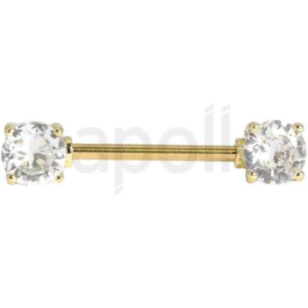Brillance Crystal Nipple Bar – Gold 14mm