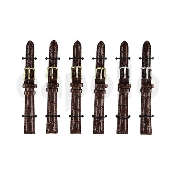 Brown Crocodile Grain Padded Leather Watch Straps - 12mm