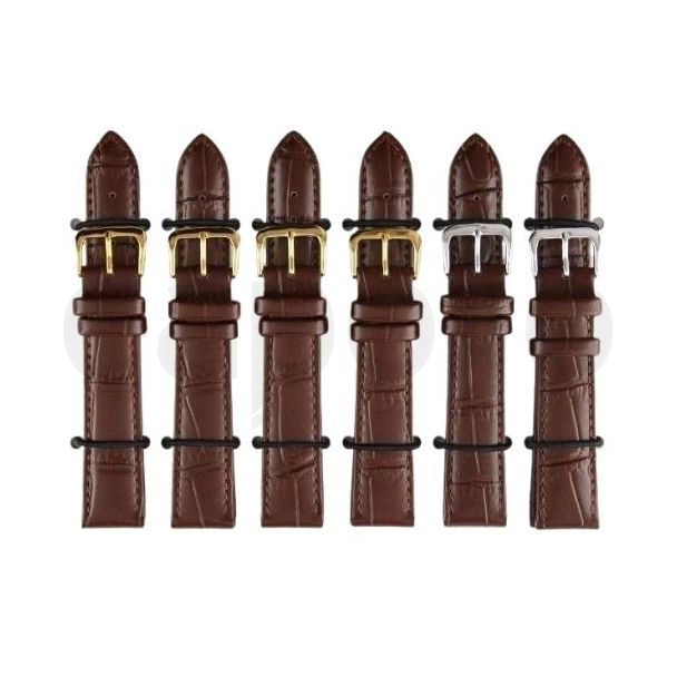Brown Crocodile Grain Padded Leather Watch Straps - 18mm
