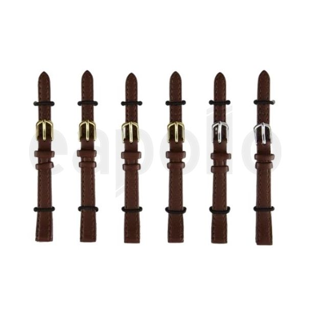 Brown Leather Watch Straps with Gold & Silver Buckles - 10mm