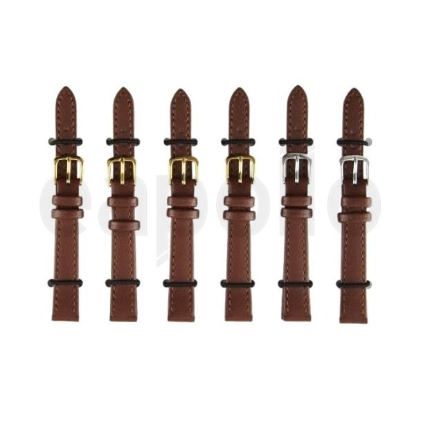 Tan Leather Watch Straps with Gold & Silver Buckles - 12mm