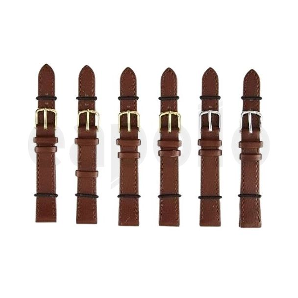 Brown Leather Watch Straps with Gold & Silver Buckles - 14mm