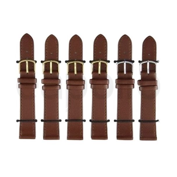 Brown Leather Watch Straps with Gold & Silver Buckles - 18mm