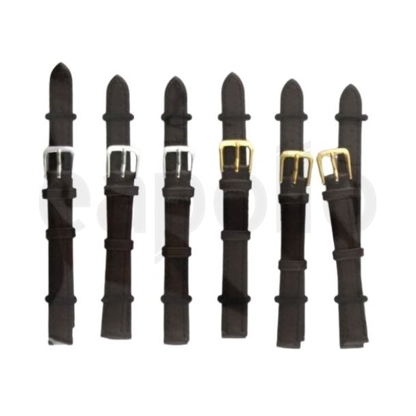 Brown Long Leather Watch Straps with Gold & Silver Buckles - 10mm