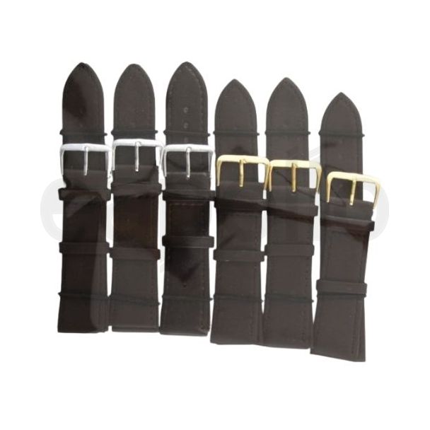 Brown Long Leather Watch Straps with Gold & Silver Buckles - 22mm