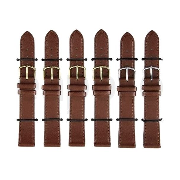 Tan Long Leather Watch Straps with Gold & Silver Buckles - 18mm
