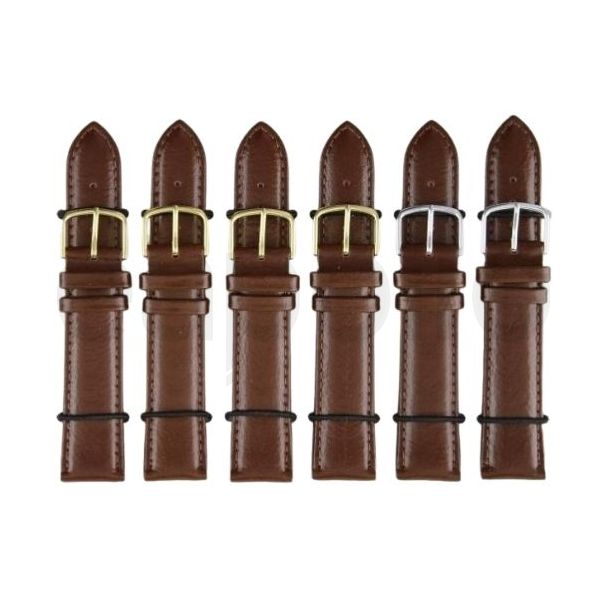 Brown Padded Leather Watch Straps with Gold & Silver Buckles - 20mm