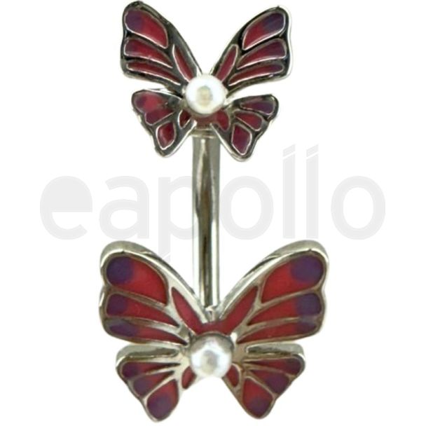 Butterfly Design Belly Bar - 20mm