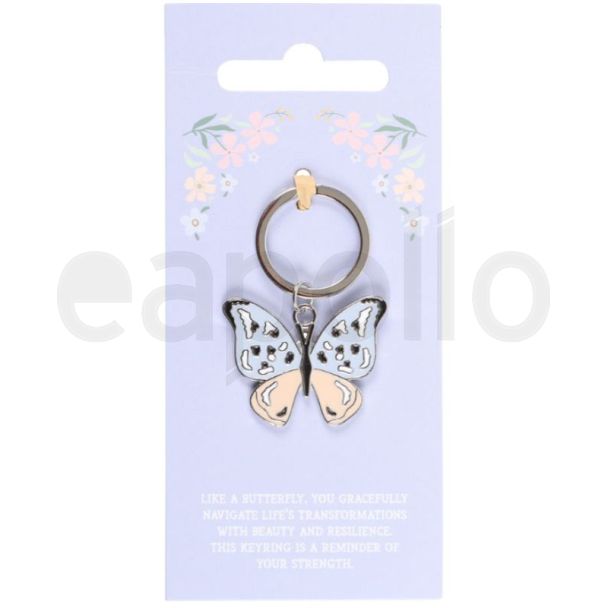 Butterfly Design Metal Keyring -Silver Colour
